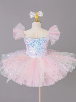 Costume de princesse ballerine pour filles robe à paillettes et fleurs
