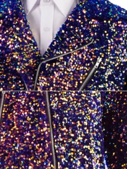 Costume de scène à paillettes pour hommes haut à manches longues Costumes rétro