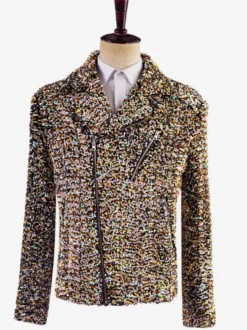Costume de scène à paillettes pour hommes haut à manches longues Costumes rétro