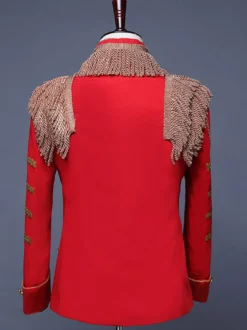 Costume de scène à paillettes pour hommes Costume de scène du palais blanc manches longues Costumes rétro pour hommes Bourgogne