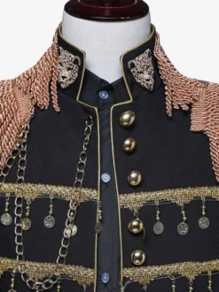 Costume de scène à paillettes pour hommes Costume de scène du palais blanc manches longues Costumes rétro pour hommes Bourgogne