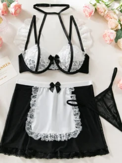 Costume De Servante Pour Femme Dos En T Ensemble Lingerie Déguisement Sexy