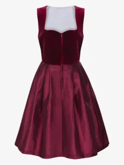 Costume de serveuse de bière allemande pour femme robe dirndl rouge en velours avec tablier tenue de fête carnaval et festival bavarois