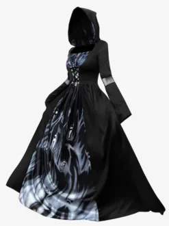 Costume de sorcière d'Halloween personnage gothique noir