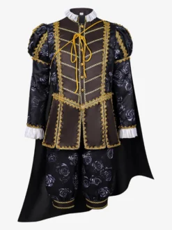 Costume d'Halloween 3 pièces de prince noble médiéval/renaissance : pardessus pantalon et cape