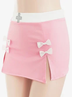 Costume d'infirmière sexy Halloween rose ensemble en polyester pour femmes couvre-chef à dos en T