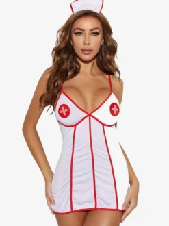 Costume D'infirmière Sexy Halloween Blanc Femme Déguisement
