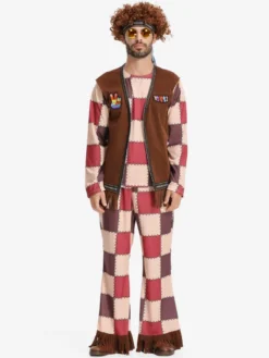 Costume hippie pour homme vêtements rétro à manches longues et franges