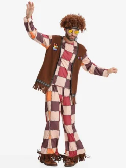 Costume hippie pour homme vêtements rétro à manches longues et franges
