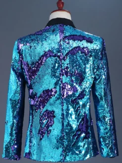 Costume à paillettes bicolore tenue de spectacle sur scène Costumes rétro à manches longues
