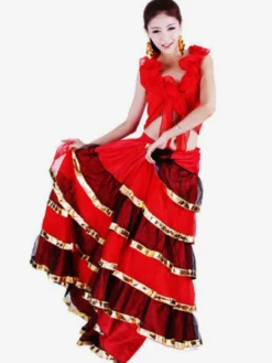 Costume Paso 2026 Doble Danse Espagnole Jupe Flamenco Bas De Danse Corrida Rouge Déguisements Halloween