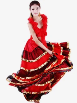Costume Paso 2026 Doble Danse Espagnole Jupe Flamenco Bas De Danse Corrida Rouge Déguisements Halloween