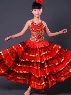 Costume Paso 2026 Doble Danse Filles Jupe De Flamenco Costumes De Corrida Espagnol Déguisements Halloween