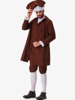 Costumes Café Marron Hommes Rétro Gilet Pantalon Ensemble Costumes De Vacances