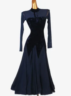 Costumes de danse Ballroom encre robe bleue Lycra Spandex femmes Wear Dancing