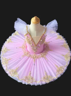Costumes de danse de ballet blanc femme enfant ballerine perles volants dentelle polyester robe vêtements de danse