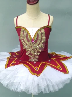 Costumes de danse de Ballet bordeaux filles ballerine en dentelle à paillettes ensemble de robe