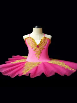 Costumes de danse de Ballet fille enfant ballerine strass dentelle Polyester ensemble