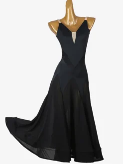 Costumes de danse de salon bleu Royal pour femmes robe Sexy en Lycra et Spandex col en v dos nu robe de danse