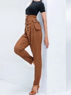 Costumes de danse de salon kaki Lycra Spandex pantalons vêtements de danse pour les femmes