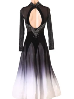 Costumes de danse de salon noir femmes Sexy polyester danseuse robe moulante strass robe de danse