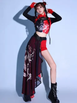 Costumes de danse Ensemble de vêtements de danse imprimé dragon de jazz pour femmes