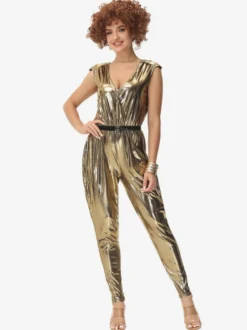 Costumes de danse hip-hop disco hippie des années 70 combinaison dorée costume de danse de rue