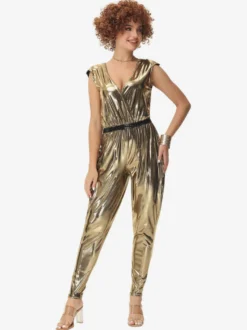 Costumes de danse hip-hop disco hippie des années 70 combinaison dorée costume de danse de rue