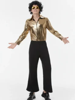 Costumes de danse hip-hop hippie des années 70 haut doré pantalon costume de danse de rue