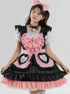 Costumes de femme de chambre Robe de fille marron café