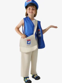 Costumes Déguisement Halloween Pour Enfants Bleu Ensemble Sac Gilet Chapeau 3 Pièces Pour Enfant