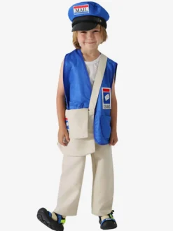 Costumes Déguisement Halloween Pour Enfants Bleu Ensemble Sac Gilet Chapeau 3 Pièces Pour Enfant