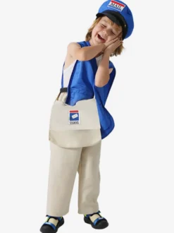 Costumes Déguisement Halloween Pour Enfants Bleu Ensemble Sac Gilet Chapeau 3 Pièces Pour Enfant