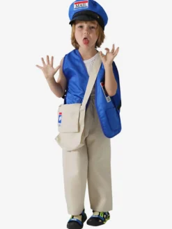 Costumes Déguisement Halloween Pour Enfants Bleu Ensemble Sac Gilet Chapeau 3 Pièces Pour Enfant