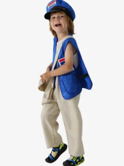 Costumes Déguisement Halloween Pour Enfants Bleu Ensemble Sac Gilet Chapeau 3 Pièces Pour Enfant