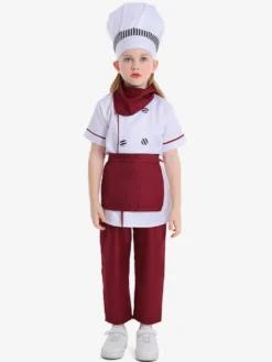 Costumes d'Halloween pour enfants Rouge Blanc Halloween Fibre de polyester Ensemble de polyester Pantalon chapeau pour enfant