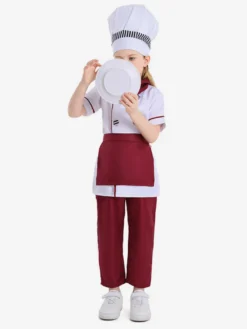 Costumes d'Halloween pour enfants Rouge Blanc Halloween Fibre de polyester Ensemble de polyester Pantalon chapeau pour enfant