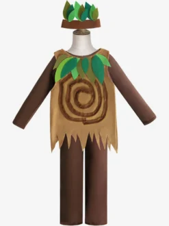 Costumes d'halloween pour enfants gilet de combinaison d'arbre en polyester marron café