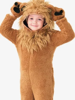 Costumes d'Halloween pour enfants Ensemble d'Halloween marron café Combinaison en polyester pour enfants Gants