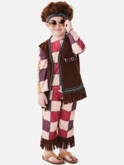 Costumes d'Halloween pour enfants Ensemble haut et pantalon en polyester marron foncé pour Halloween