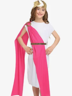 Costumes d'Halloween pour enfants Ensemble de polyester Rose Halloween Robe à ceinture pour enfants