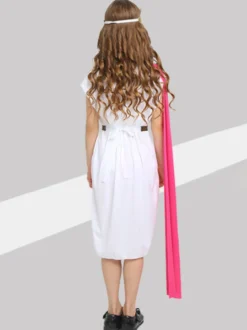 Costumes d'Halloween pour enfants Ensemble de polyester Rose Halloween Robe à ceinture pour enfants