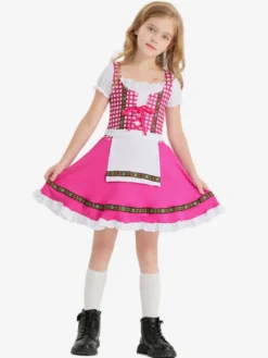 Costumes d'Halloween pour enfants Ensemble d'Halloween rose Robe en polyester pour enfants