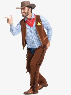 Costumes d'Halloween pour hommes ensemble burlesque en polyester chapeau et haut marron café costumes de vacances