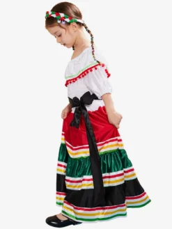 Costumes d'Halloween pour les enfants Tunique d'Halloween blanche Robe à ceinture en polyester en fibre de polyester pour enfant