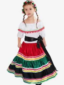 Costumes d'Halloween pour les enfants Tunique d'Halloween blanche Robe à ceinture en polyester en fibre de polyester pour enfant
