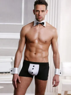 Costume sexy de serveur/majordome pour jeu de rôle pantalon et tenue de boîte de nuit
