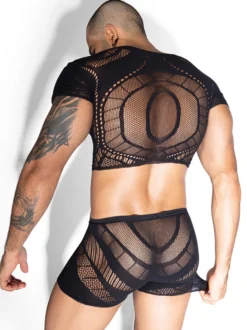 Costume sexy pour homme ensemble transparent en polyester pour boîte de nuit
