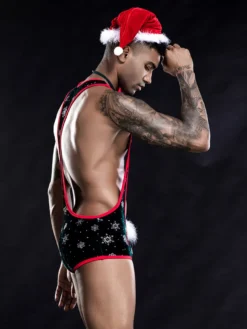 Costume sexy pour homme Halloween Noël cravate chapeau polyester tenue de boîte de nuit