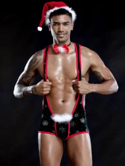 Costume sexy pour homme Halloween Noël cravate chapeau polyester tenue de boîte de nuit